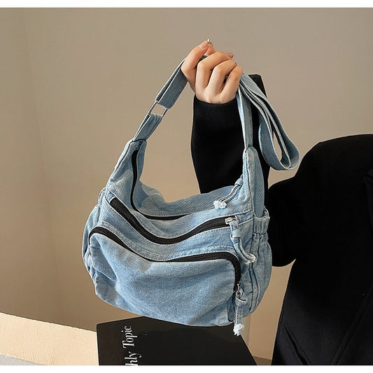 3 Layers Denim multi-pocket casual, lightweight, large capacity Bag