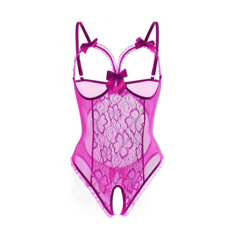 Women's tight open crotch one-piece sexy underwear Fabric Lace