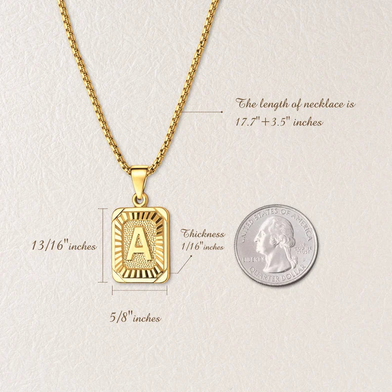 LAST DAY 49% OFF--18K Gold Square Initial Necklace Unisex