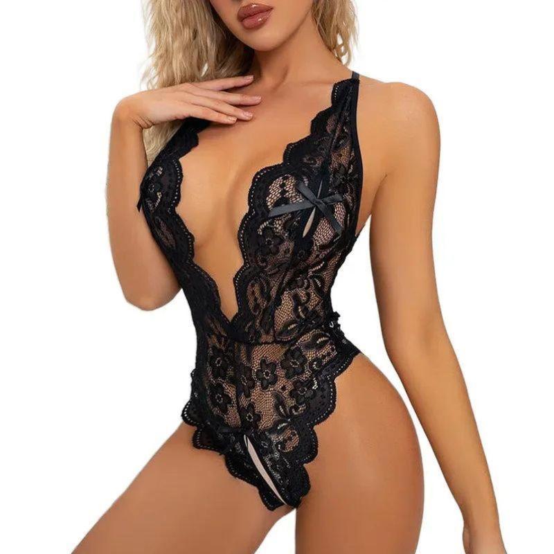 Sexy Lace Backless Bodysuit - Black/Red Lingerie | Perfect for Valentine's Night, Trendy Sexy Intimate Wear, Stylish Lingerie Choice