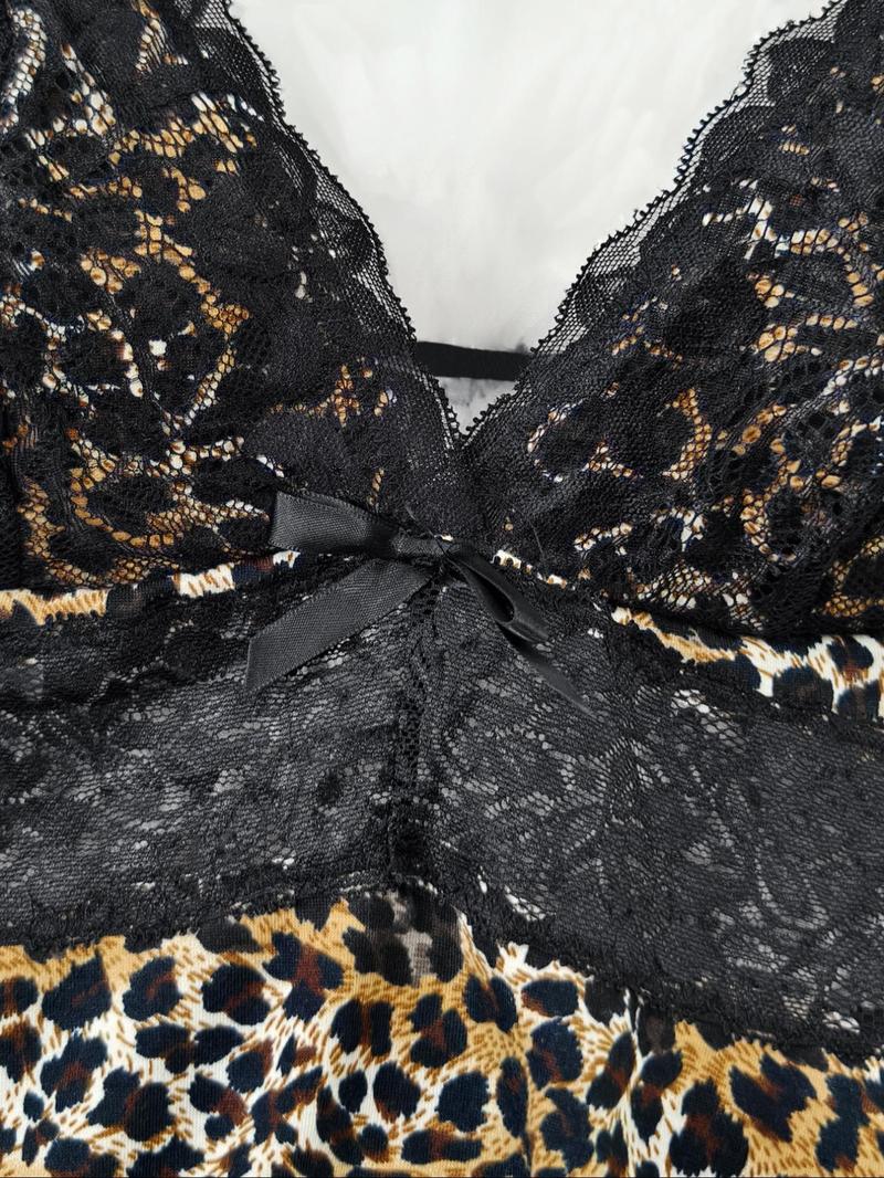 Women's Leopard Print Cami Top & Shorts Pyjama Two-piece Set, Sexy Comfy Sleepwear Set for Women, Women's Sleepwear for Summer