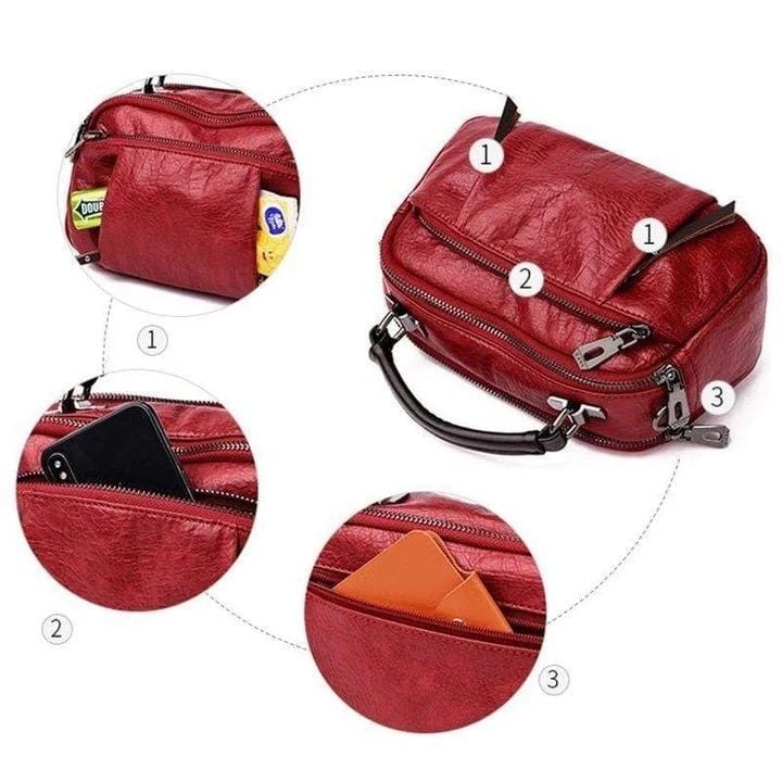 MULTI POCKETS SOFT LEATHER BAG