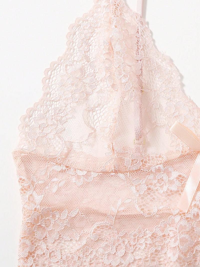 Women's Green Floral Lace Cami & Satin Shorts Pajama Set |   2-Piece Sleepwear Loungewear |   Soft Comfort Fabric |   Gift Included |   Home Wear Womenswear Backless Romantic Party