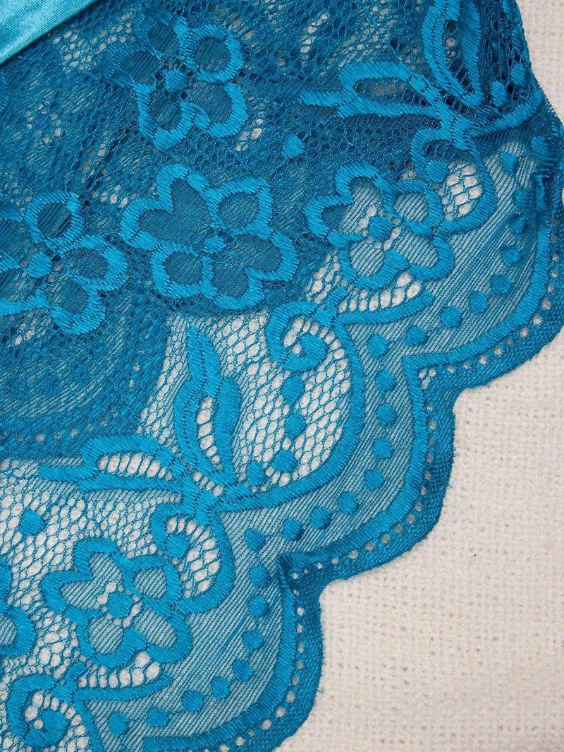 Women's Green Lace Sheer Open Crotch Bodysuit Lingerie for Sexy Wear Polyester Basic