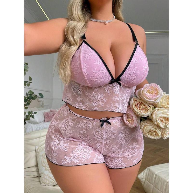 Plus Size Lace Bra And Panty  Set (Full Coverage) Womenswear Party curves  in   sheer  style ultra instant lift bra insert pajamas  party puleather  sexy  gift cowling mesh  babydoll avid  love  glam   of  the  day lingerie Piece Tops