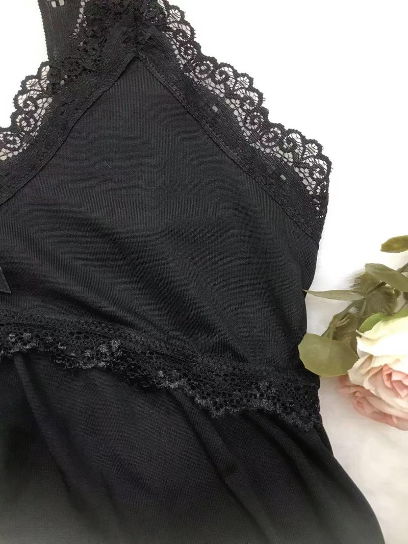 Women's Solid Lace Up Scallop Trim Bow Decor Cami Nightdress, Casual Soft Comfortable V Neck Sleeveless Nightgown for All Seasons, Ladies Sleepwear for Indoor Wear