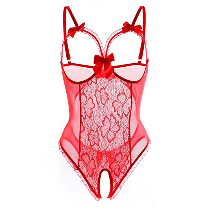 Erotic Lingerie Women Open Crotch Transparent Bow Underwear Dress Sexy Costume Plus Size Fabric Fit