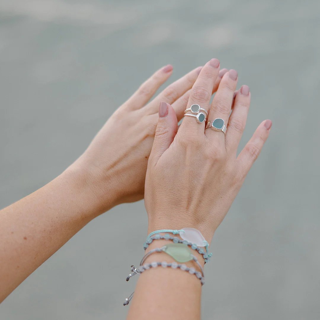 ✨Thalassophile Irregular Sea Glass Wide Band Ring(🎁Perfect Gift)