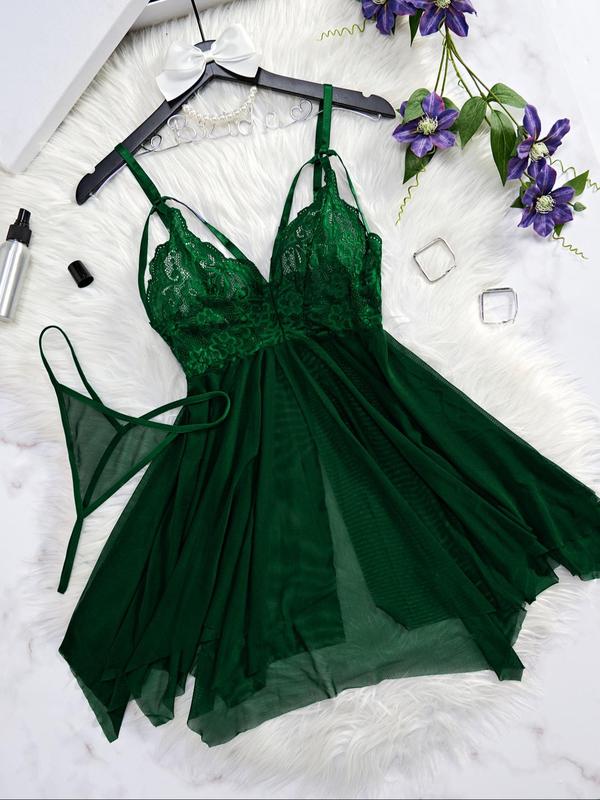 Women's Solid   Cami Nightdress & Panty Two-piece Set, Breathable Comfortable Nightgown & Panty Set, Women's Sleepwear for Summer