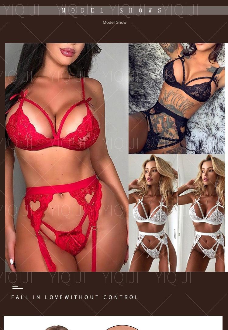 Sexy deep V buttocks exposed peach heart stockings three-piece sexy lingerie Sheer Panty Set Bodystocking