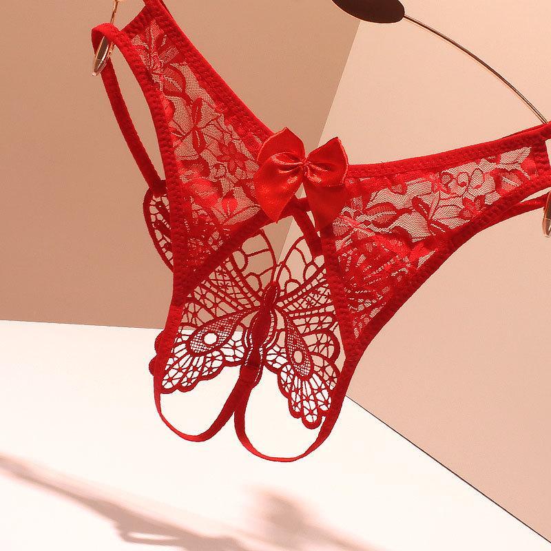Hollow Underwear Female Butterfly Element Date Lace Open T-Back