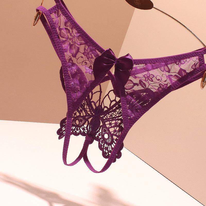 Hollow Underwear Female Butterfly Element Date Lace Open T-Back