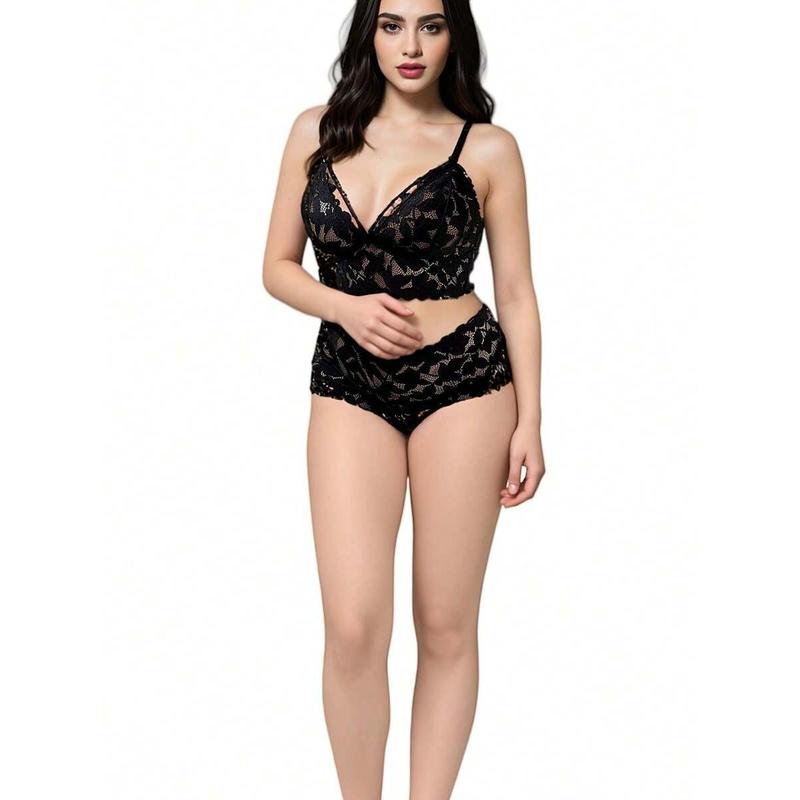 2-Piece Plus Size Women's Non-Wired Lace Bow Bra Set - Comfort Lingerie With Free Gifts, Perfect For Daily & Sleepwear Day Elegance