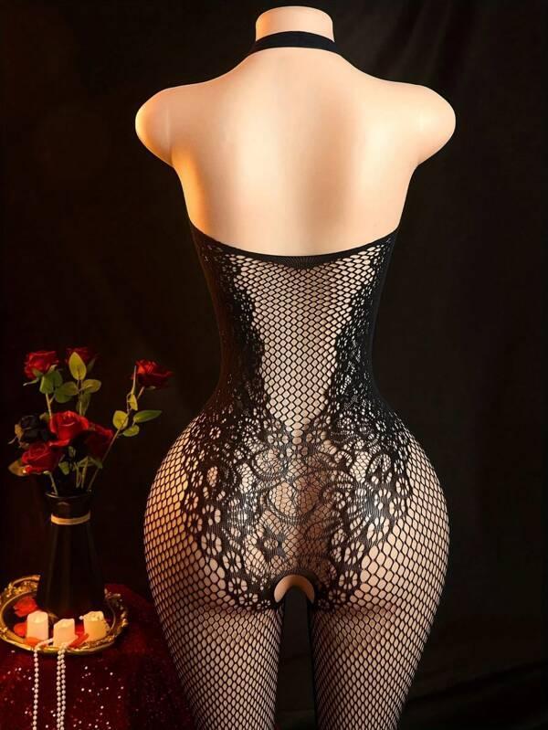 Women's Sexy Bodystocking, Comfy Breathable Open Crotch Women's & Underwear, cami outfit Garter Fishnet Stockings thong sleepwear Vintage Preppy Plaid Crop Top acrylic blend Floral Lace Push-Up Lingerie Set