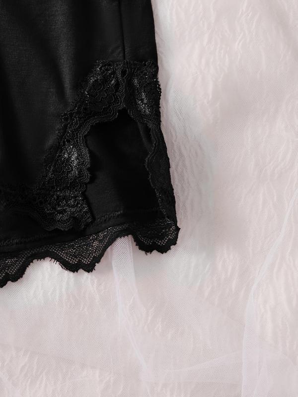 Women's Solid Cami Top & Shorts Pyjama Two-piece Set, Casual Comfortable Lingerie Set for Women, Women's Sleepwear for Spring & Fall