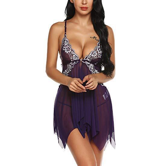 New European and American hot-selling lace mesh sexy pajamas sexy lingerie suspender skirt
