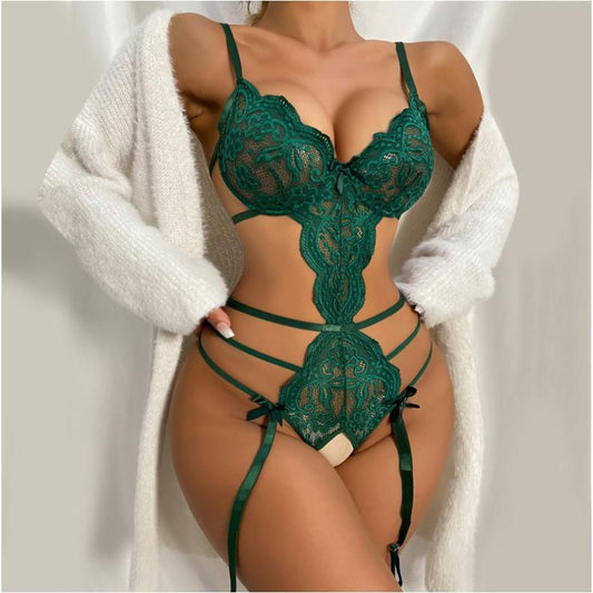 Sexy lingerie lace bodysuit sexy pajamas backless lace women tight open crotch bodysuit