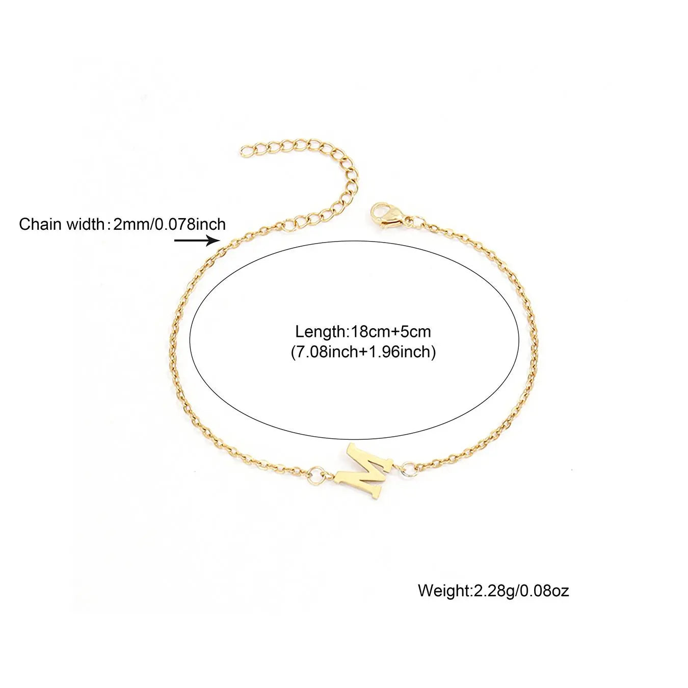 Letter Detail Charm Bracelet