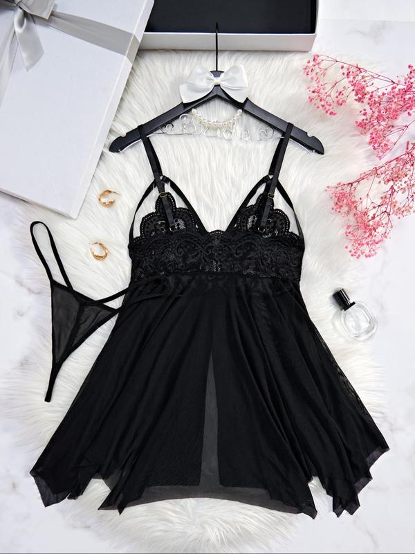 Women's Solid   Cami Nightdress & Panty Two-piece Set, Breathable Comfortable Nightgown & Panty Set, Women's Sleepwear for Summer