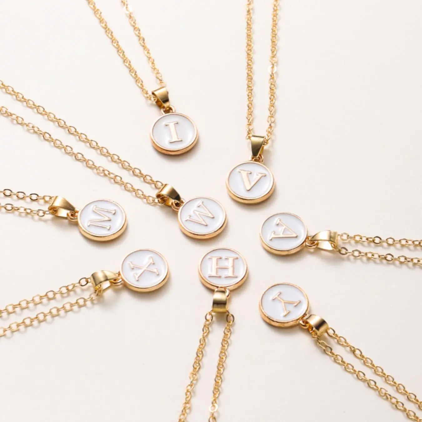 Letter Round Charm Necklace As Gift