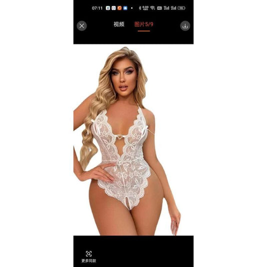 Women Plus Size Lace See-through Open Crotch One Piece Sexy Pajamas Lingerie for Bridal Womenswear Basic