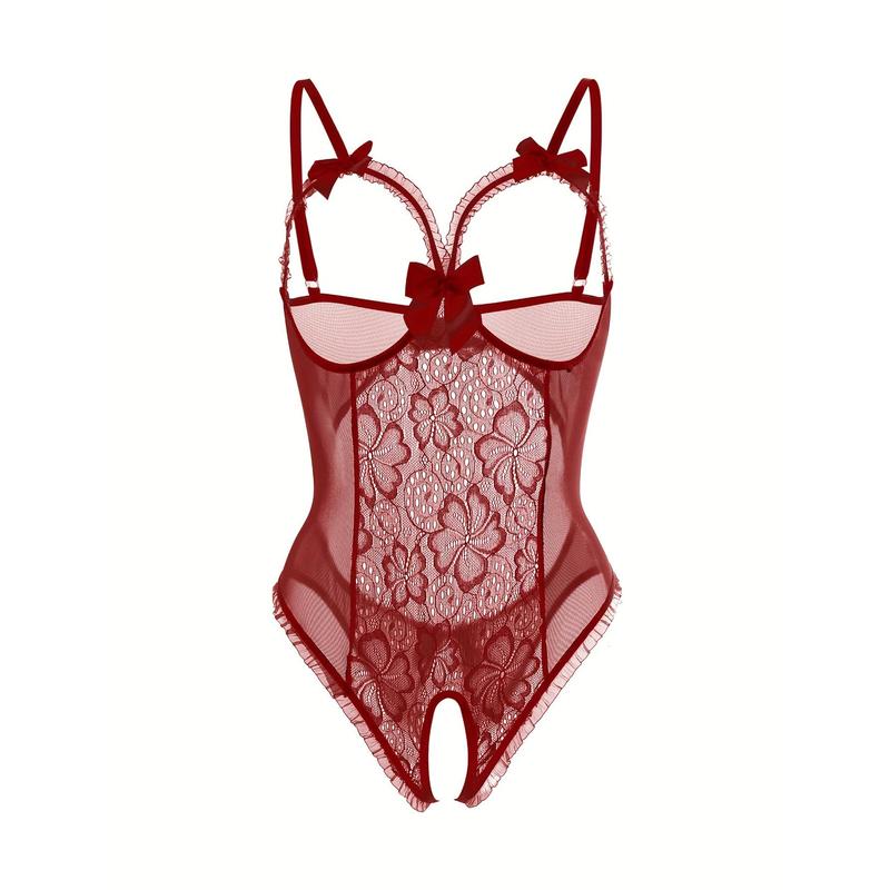 Women's tight open crotch one-piece sexy underwear Fabric Lace