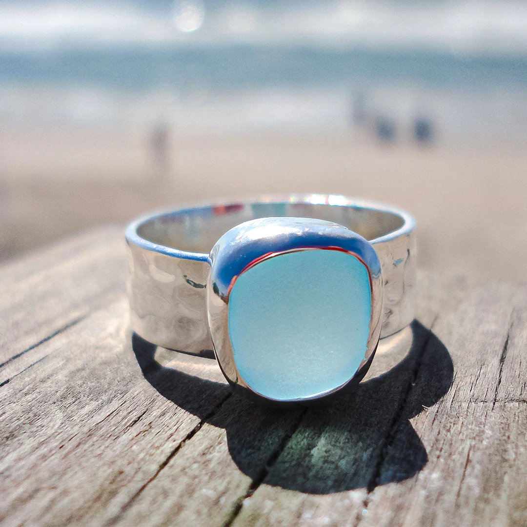 ✨Thalassophile Irregular Sea Glass Wide Band Ring(🎁Perfect Gift)