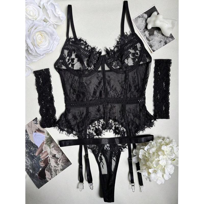 Lingerie For Women Lace Corset And Panty Outfits Garter Lingerie Sets Fabric Polyester Bra Day