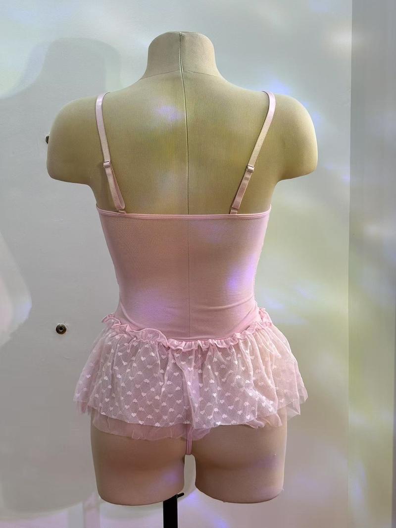 New sexy steel ring gathered temptation transparent mesh bow one-piece sexy underwear