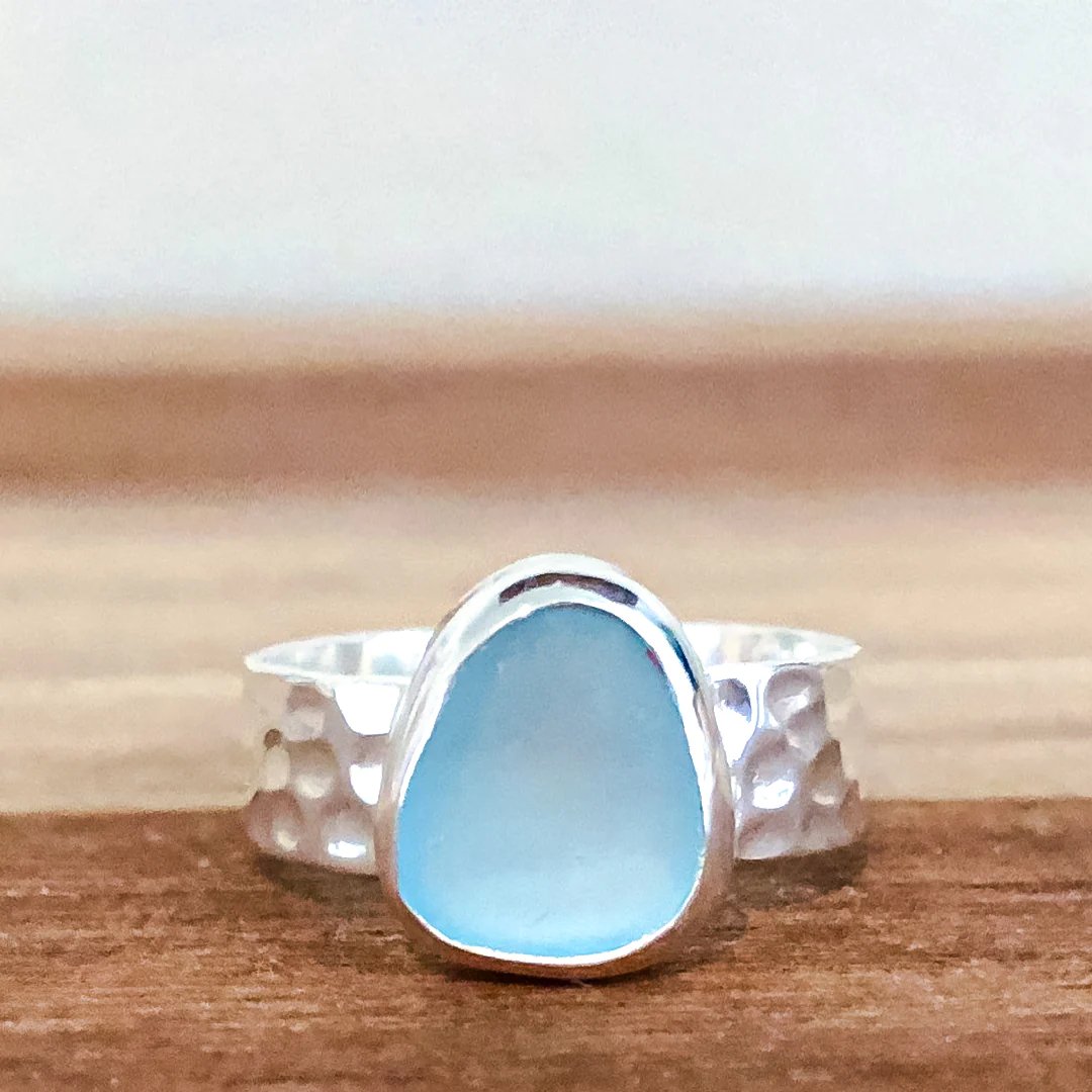 ✨Thalassophile Irregular Sea Glass Wide Band Ring(🎁Perfect Gift)