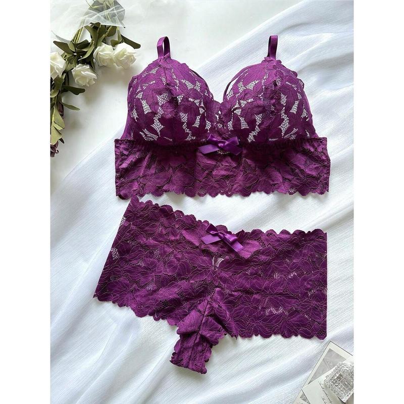 2pcs Set Sexy Plus Size Women Lace Lingerie Set Bra Fabric