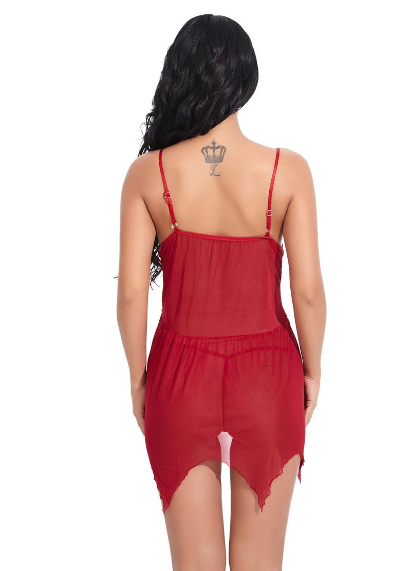 Ugreat Women Plus Size Lingerie Babydoll Dress Lace Chemise Sleepwear Mesh Nightgown with Thong V Floral Sexy night gown women Soft Womenswear