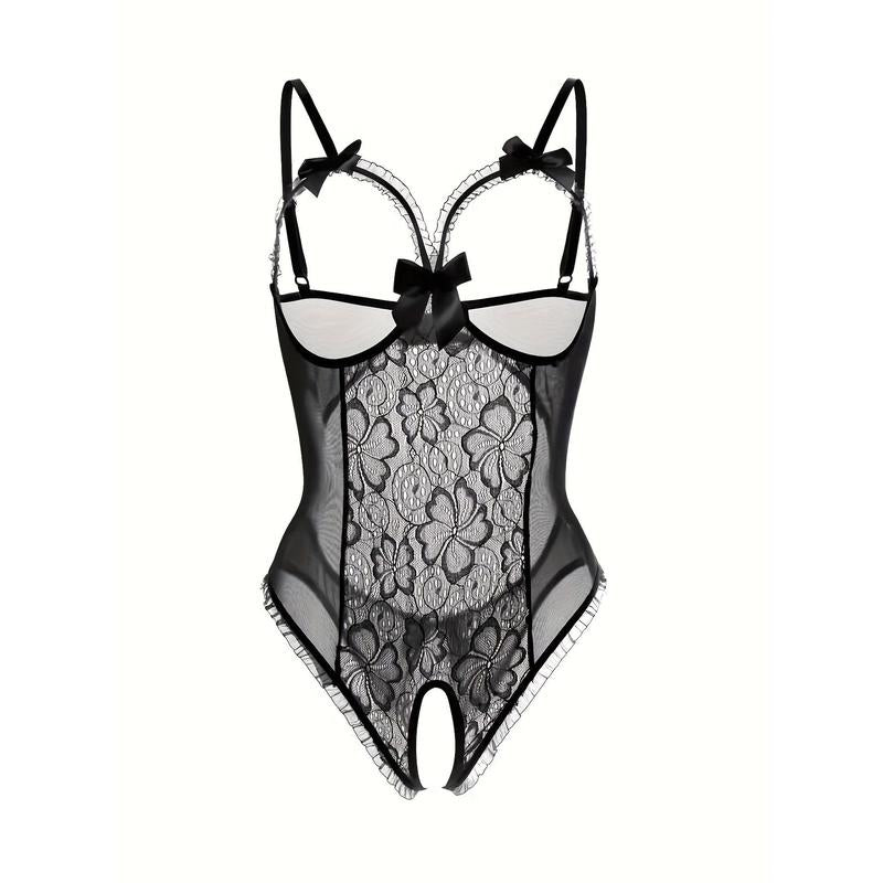 Women's tight open crotch one-piece sexy underwear Fabric Lace