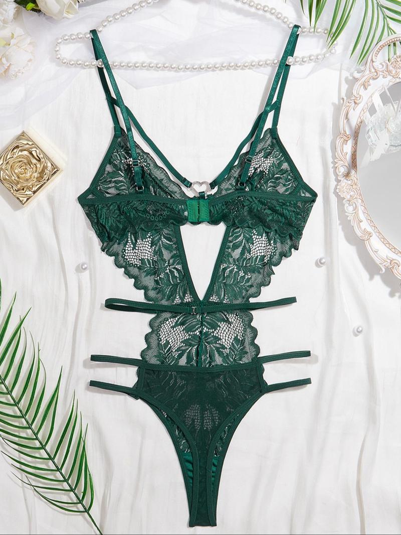 Women's Heart Shaped  Decor Sexy Lingerie Bodysuit, Elegant Comfy Breathable Lingerie for Daily Wear, Women's Lingerie for All Seasons