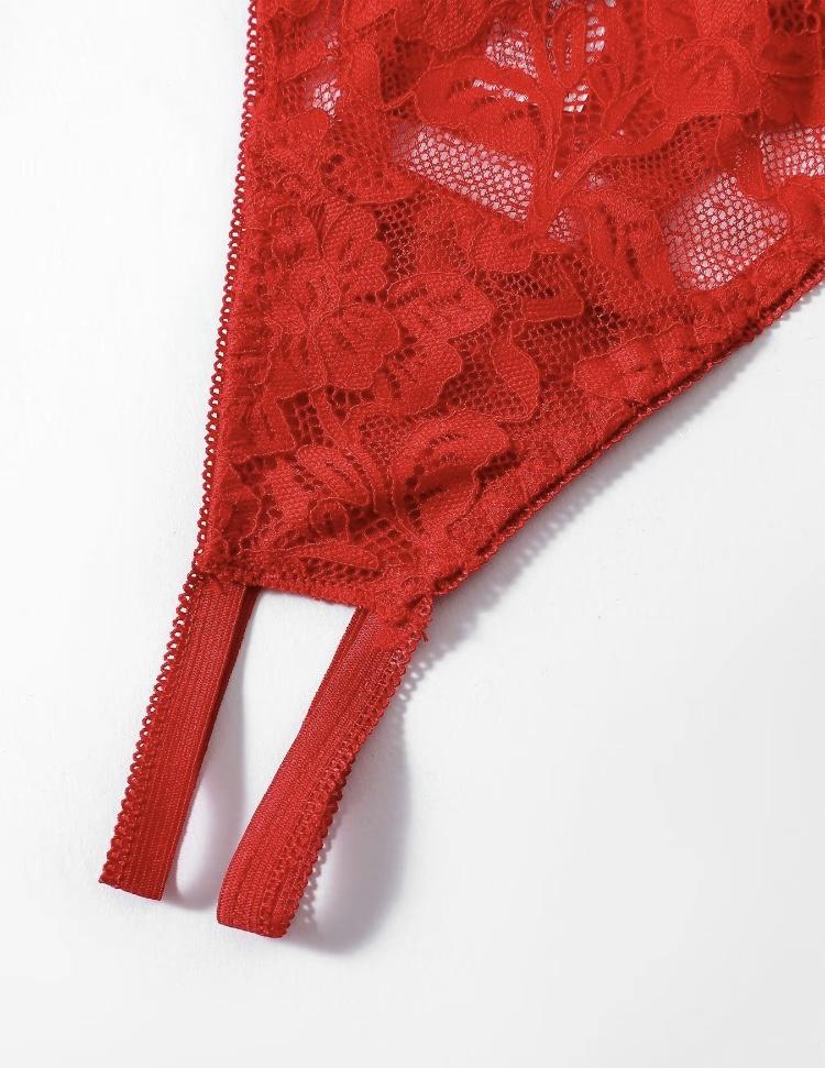 Ugreat Women's Floral Lace Sexy Lingerie Set, Sexy Cut Out Underwire Bra & Open Crotch Design Thong Two-Piece Set, Lingerie Set for Women, 2000s Wear Pink Straps