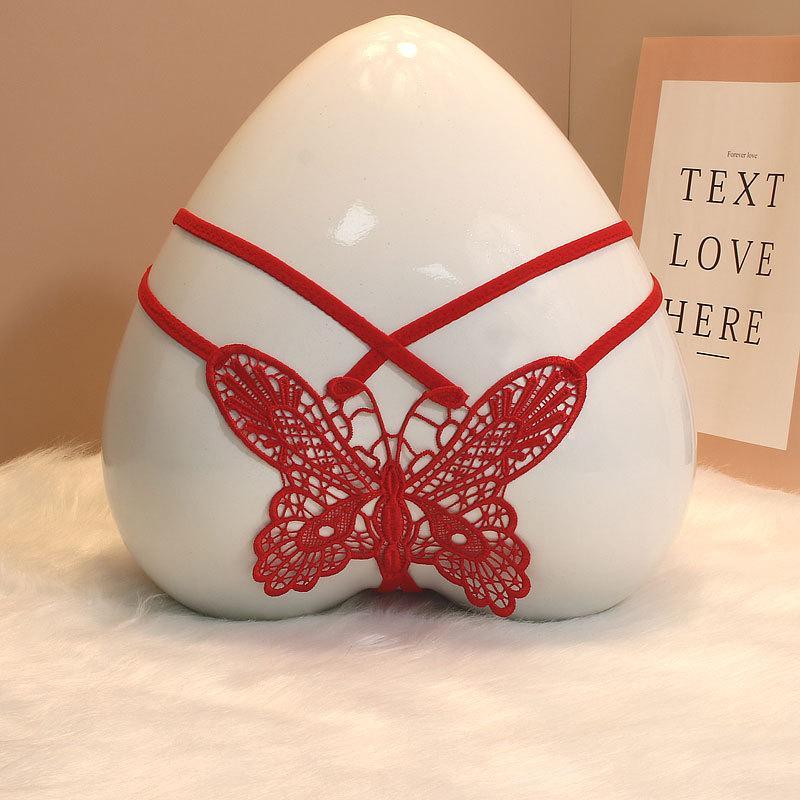 Hollow Underwear Female Butterfly Element Date Lace Open T-Back