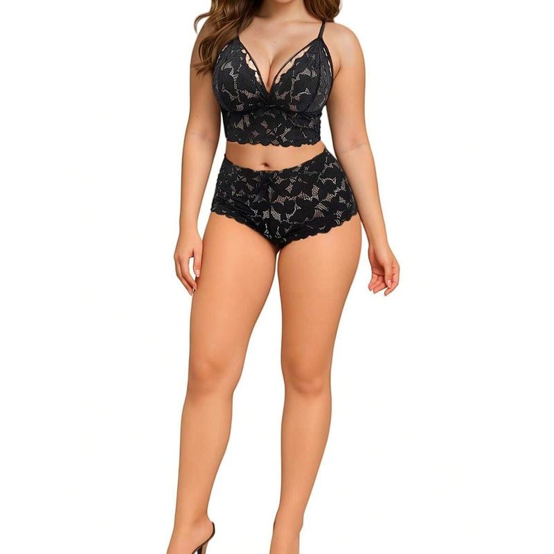 2-Piece Plus Size Women's Non-Wired Lace Bow Bra Set - Comfort Lingerie With Free Gifts, Perfect For Daily & Sleepwear Day Elegance