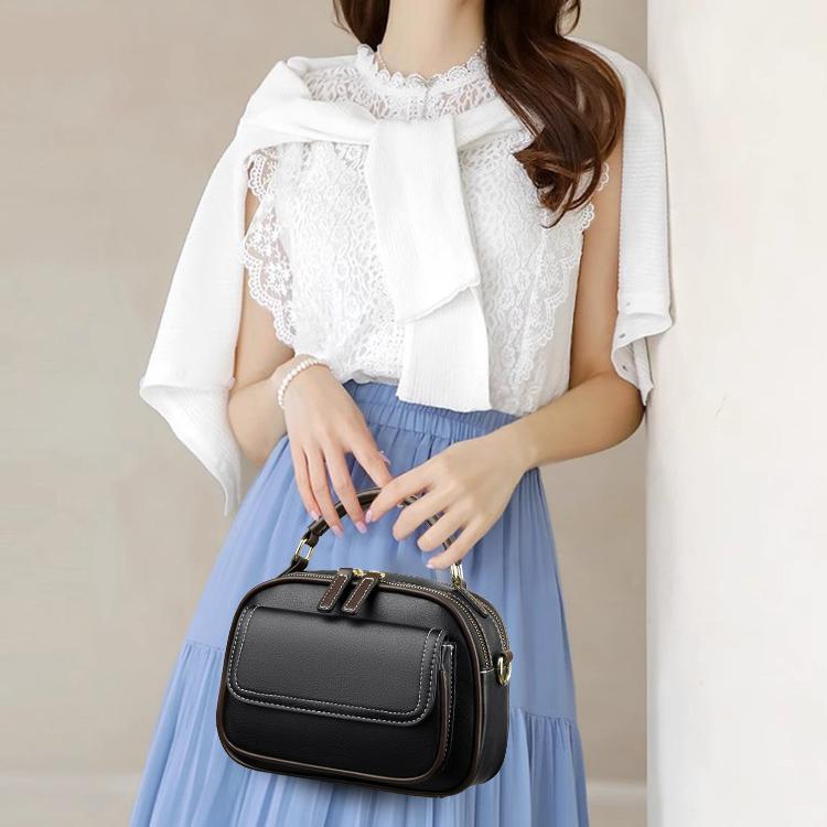 Elegant double-layer shoulder bag with wide strap