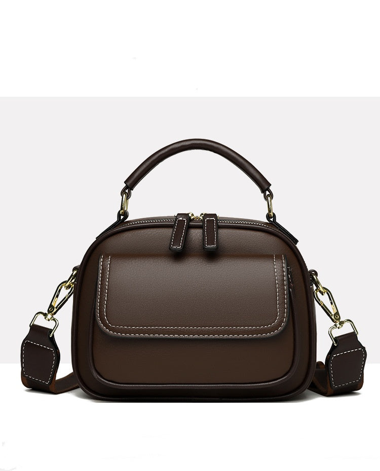 Elegant double-layer shoulder bag with wide strap