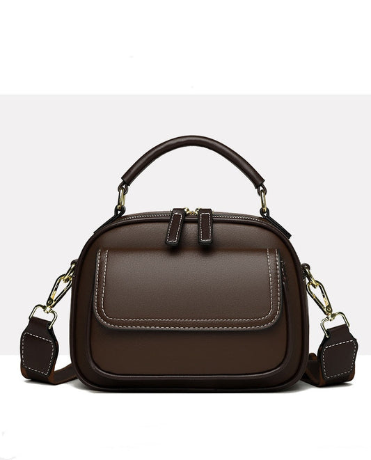 Elegant double-layer shoulder bag with wide strap