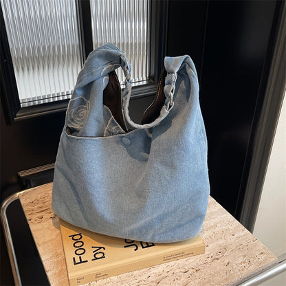💕😘Moon Shpae Denim large capacity tote bag