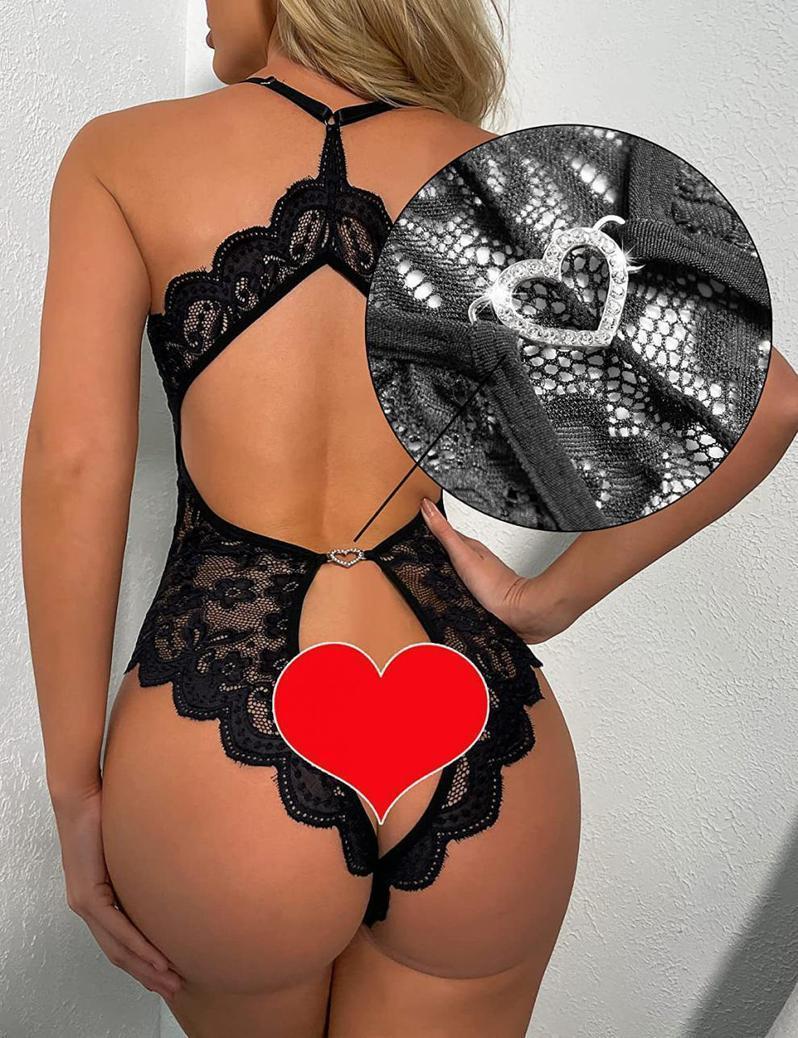 Sexy Lingerie No Need to Take Off Teasing Open Crotch Slightly Fat Passion Lace Plus Size See Through Sexy Pajamas Womenswear Basic White Minimalist Elegance Everyday Piece Style