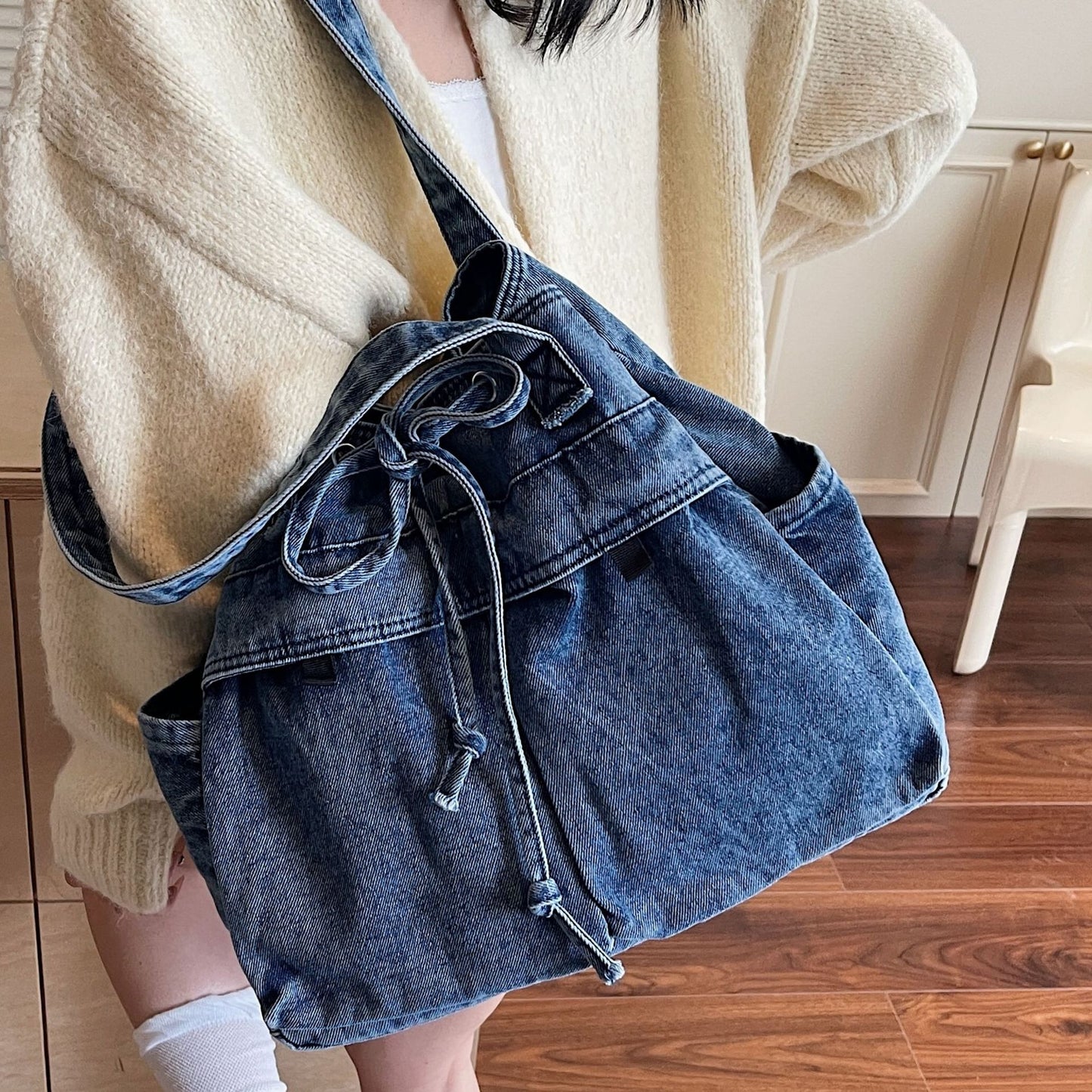💕😘Denim large capacity tote bag
