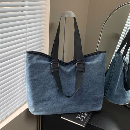 Large capacity denim tote bag  (Hand or Shoulder Carriyng)