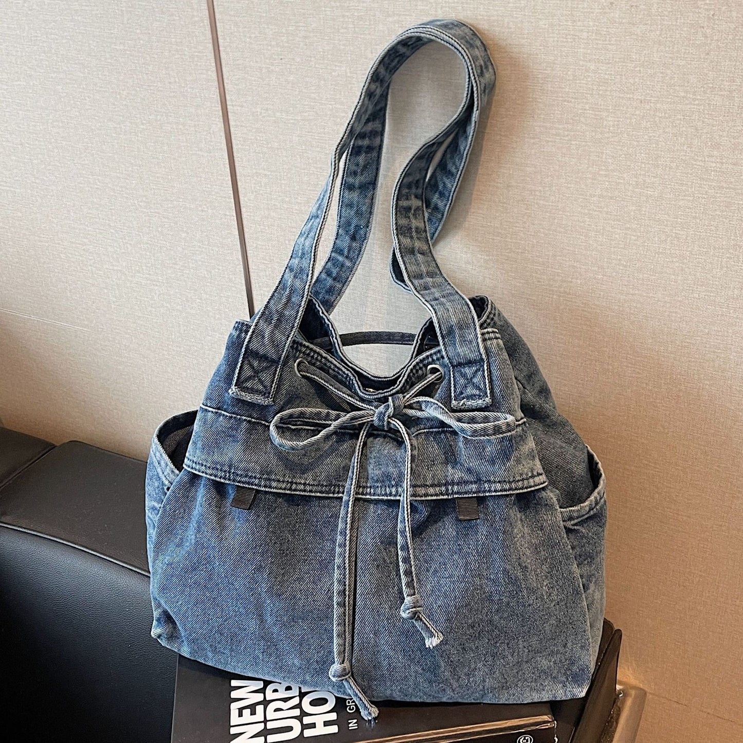 💕😘Denim large capacity tote bag