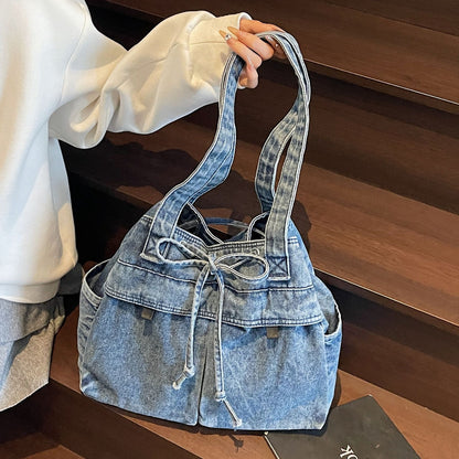 💕😘Denim large capacity tote bag