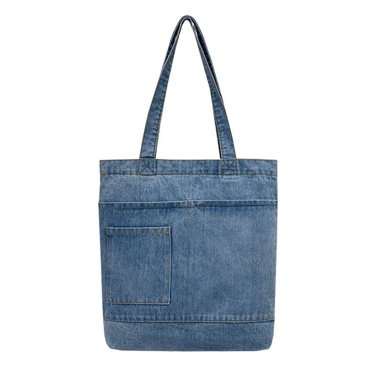 Denim Embroidered Tote Bag
