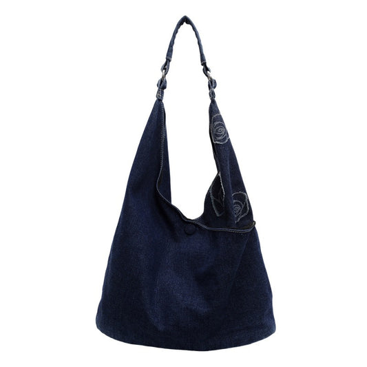 💕😘Moon Shpae Denim large capacity tote bag
