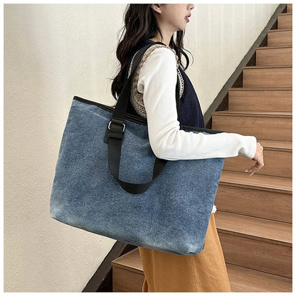 Large capacity denim tote bag  (Hand or Shoulder Carriyng)