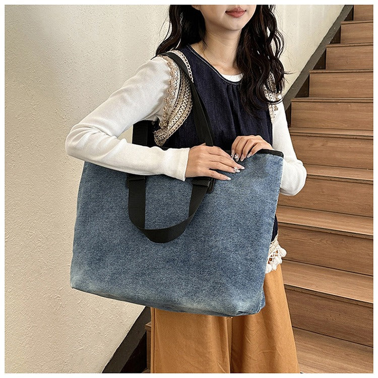 Large capacity denim tote bag  (Hand or Shoulder Carriyng)